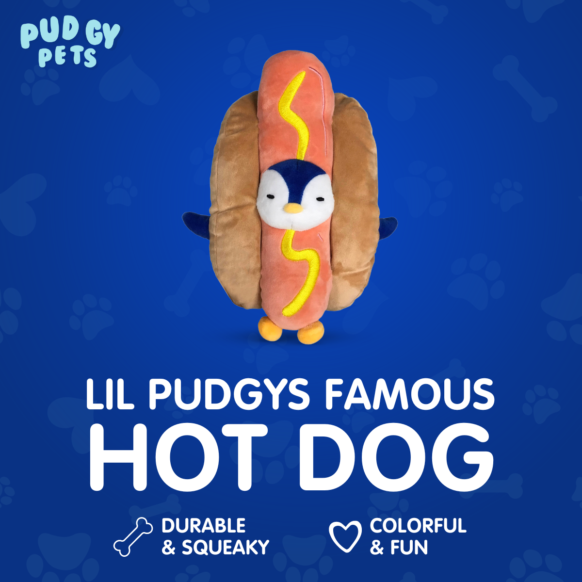 Pudgy Pets Squeaky Hot Dog Toy